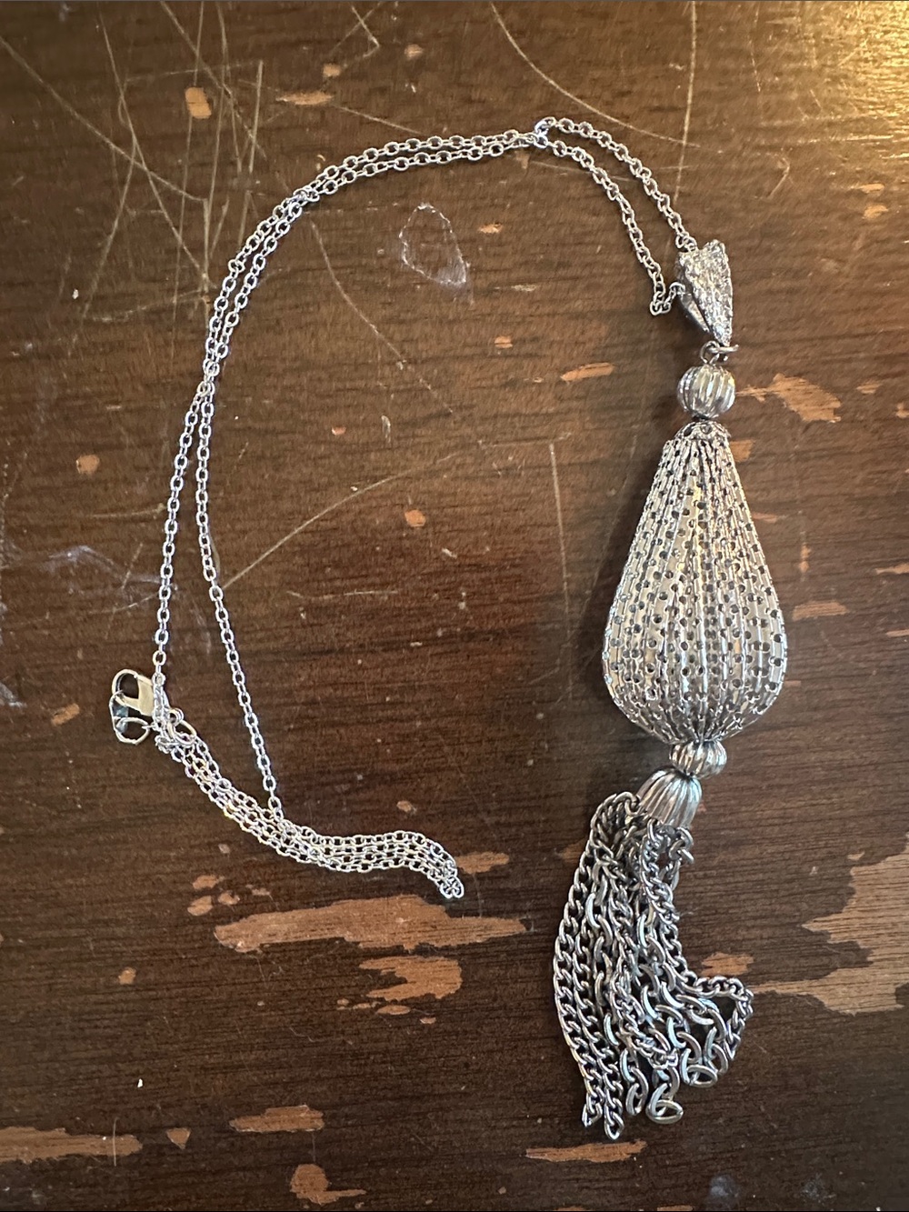 1970’s gorgeous 4.5”
Tassle pendant on 32” new chain